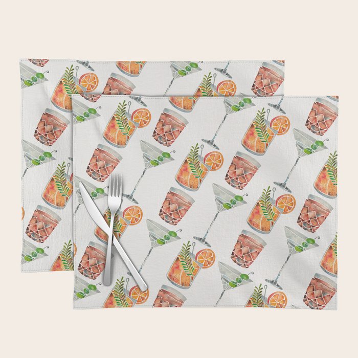 Classic Cocktails - 1960s Watercolor Lineup Placemat