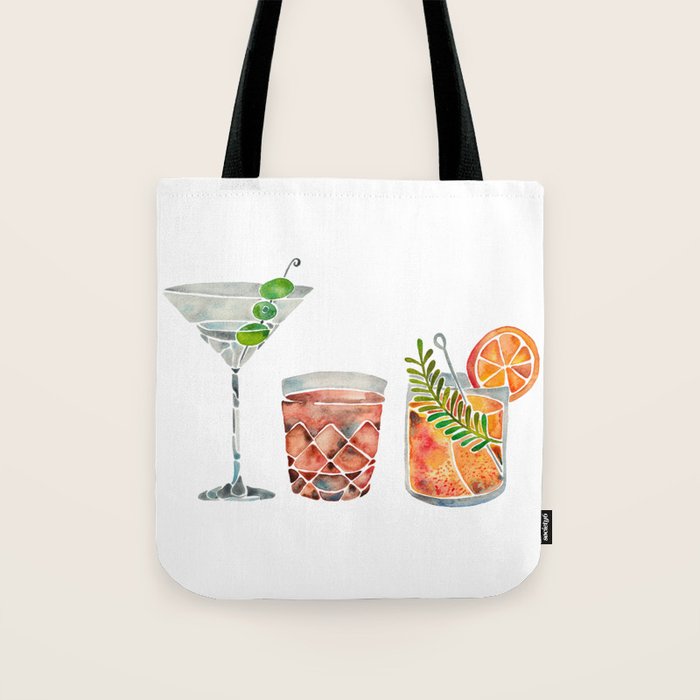 Classic Cocktails  - 1960s Watercolor Lineup Tote Bag