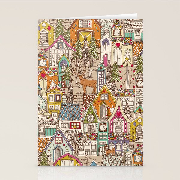 Vintage Gingerbread Town Stationery Card