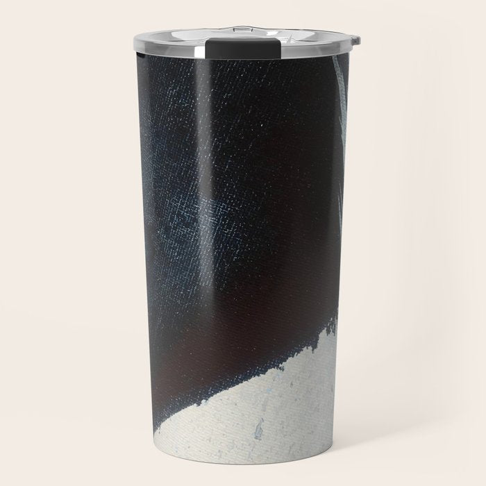Like A Gentle Hurricane [2]: A Minimal, Abstract Piece In Blues And White By Alyssa Hamilton Art Travel Mug