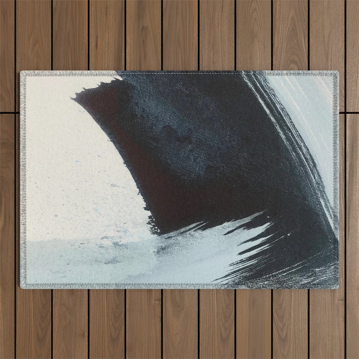 Like A Gentle Hurricane [2]: A Minimal, Abstract Piece In Blues And White By Alyssa Hamilton Art Outdoor Rug