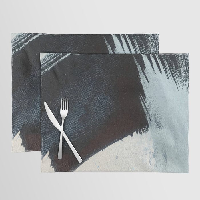 Like A Gentle Hurricane [2]: A Minimal, Abstract Piece In Blues And White By Alyssa Hamilton Art Placemat