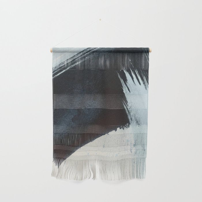 Like A Gentle Hurricane [2]: A Minimal, Abstract Piece In Blues And White By Alyssa Hamilton Art Wall Hanging