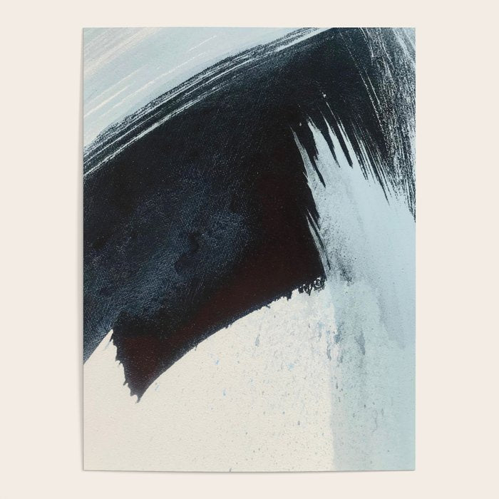 Like A Gentle Hurricane [2]: A Minimal, Abstract Piece In Blues And White By Alyssa Hamilton Art Poster