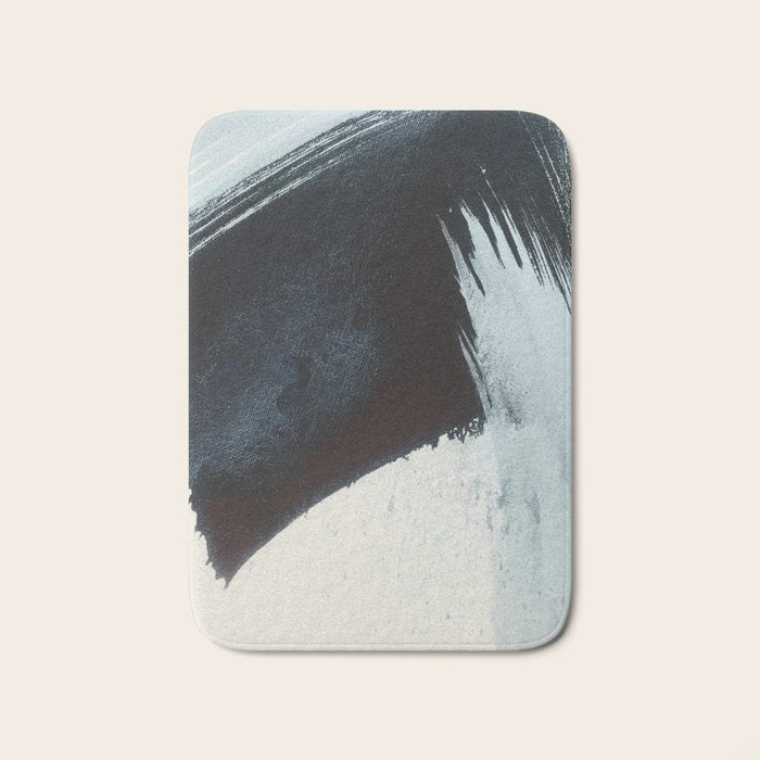 Like A Gentle Hurricane [2]: A Minimal, Abstract Piece In Blues And White By Alyssa Hamilton Art Bath Mat