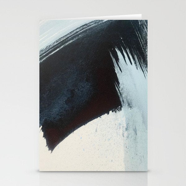 Like A Gentle Hurricane [2]: A Minimal, Abstract Piece In Blues And White By Alyssa Hamilton Art Stationery Card
