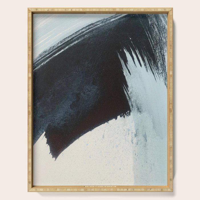 Like A Gentle Hurricane [2]: A Minimal, Abstract Piece In Blues And White By Alyssa Hamilton Art Serving Tray