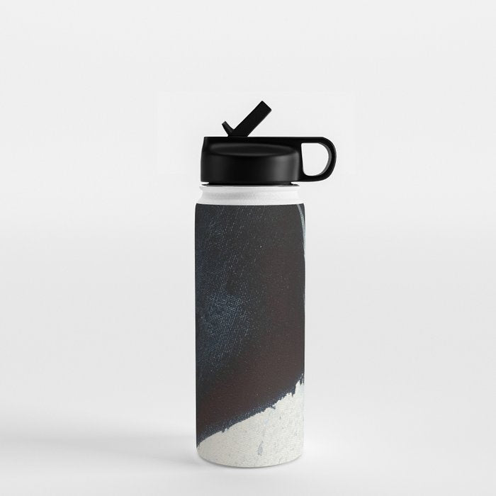 Like A Gentle Hurricane [2]: A Minimal, Abstract Piece In Blues And White By Alyssa Hamilton Art Water Bottle