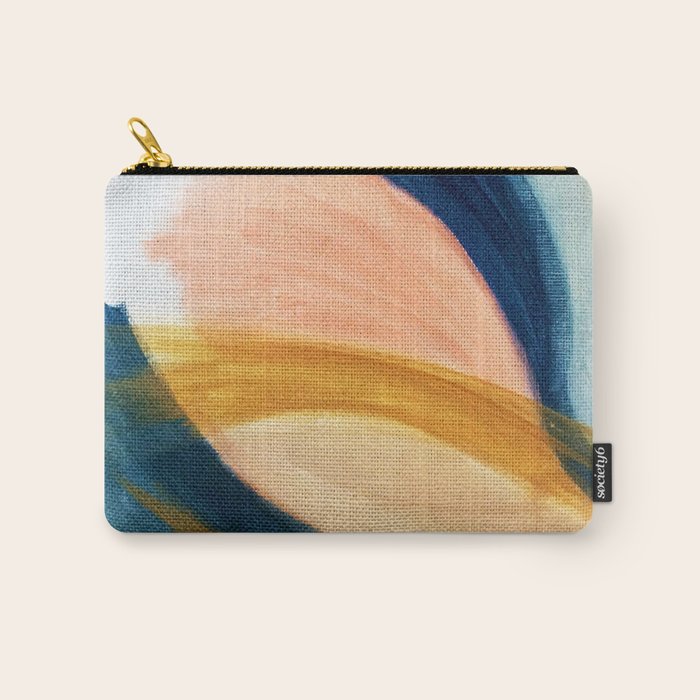 Slow As The Mississippi - Acrylic Abstract With Pink, Blue, And Brown Carry All Pouch