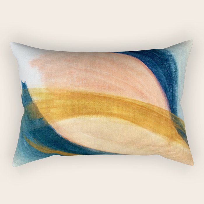Slow As The Mississippi - Acrylic Abstract With Pink, Blue, And Brown Rectangular Pillow