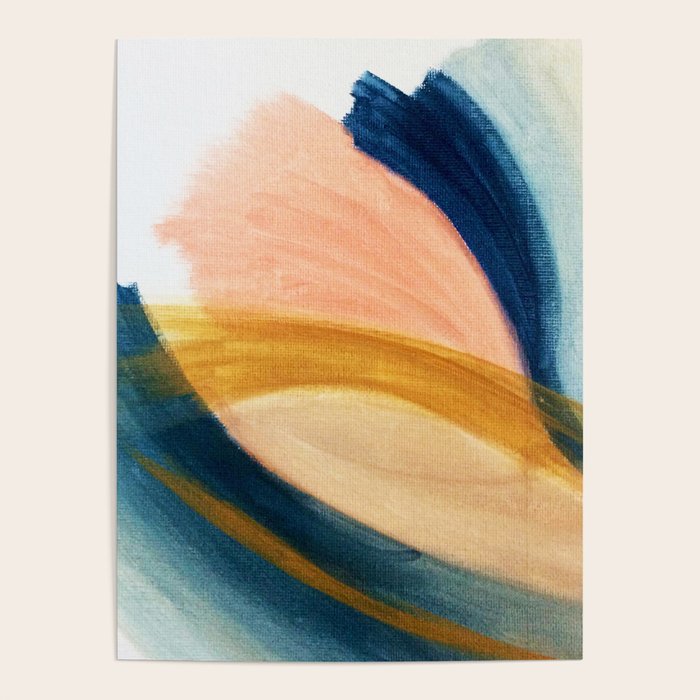 Slow As The Mississippi - Acrylic Abstract With Pink, Blue, And Brown Poster