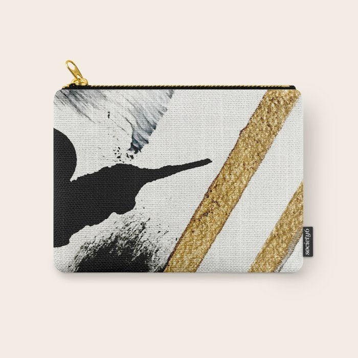 Armor [8]: A Minimal Abstract Piece In Black White And Gold By Alyssa Hamilton Art Carry All Pouch
