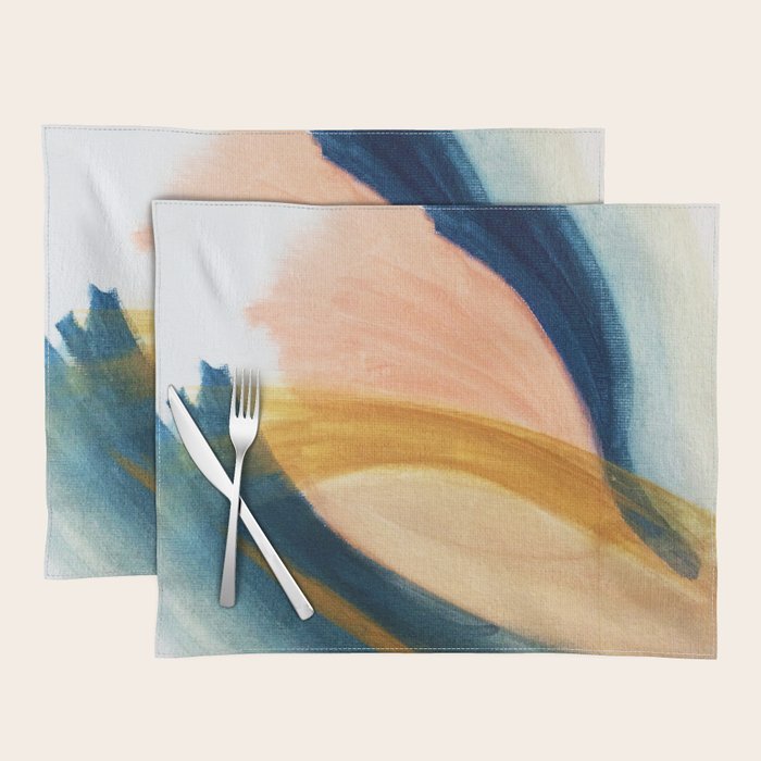 Slow As The Mississippi - Acrylic Abstract With Pink, Blue, And Brown Placemat