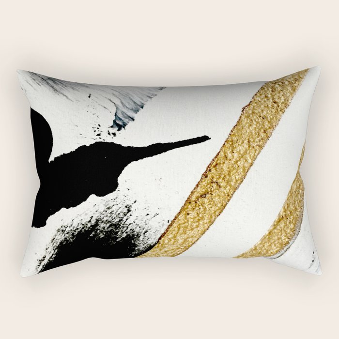 Armor [8]: A Minimal Abstract Piece In Black White And Gold By Alyssa Hamilton Art Rectangular Pillow