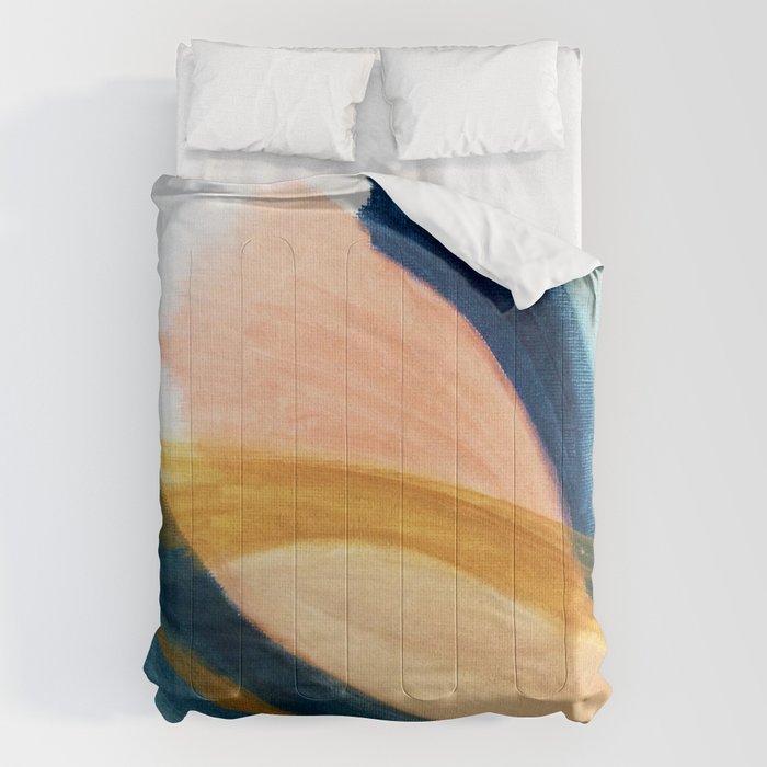 Slow As The Mississippi - Acrylic Abstract With Pink, Blue, And Brown Comforter