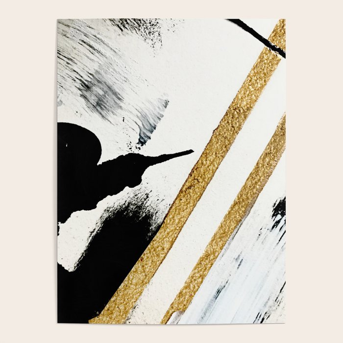 Armor [8]: A Minimal Abstract Piece In Black White And Gold By Alyssa Hamilton Art Poster