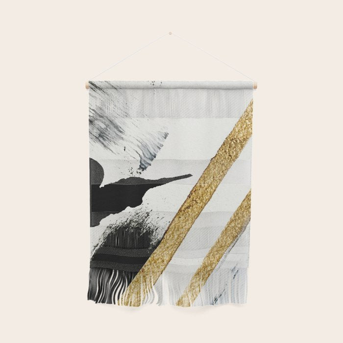 Armor [8]: A Minimal Abstract Piece In Black White And Gold By Alyssa Hamilton Art Wall Hanging