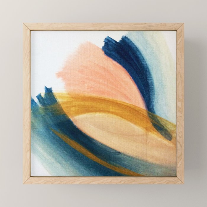 Slow As The Mississippi - Acrylic Abstract With Pink, Blue, And Brown Mini Art Print