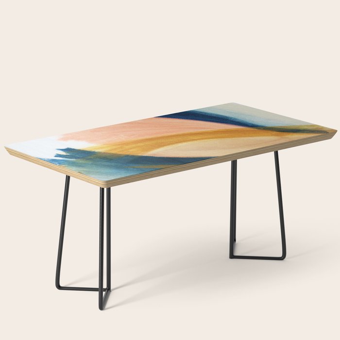 Slow As The Mississippi - Acrylic Abstract With Pink, Blue, And Brown Coffee Table