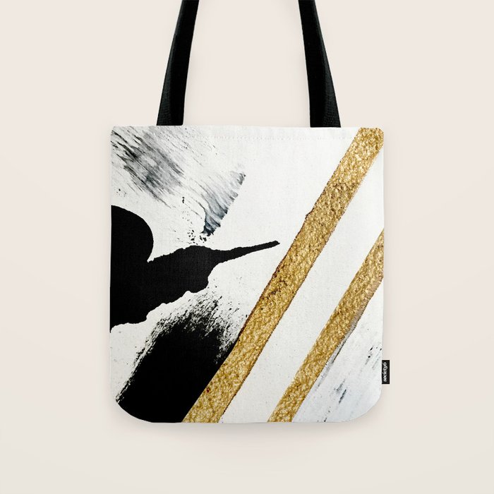 Armor [8]: A Minimal Abstract Piece In Black White And Gold By Alyssa Hamilton Art Tote Bag