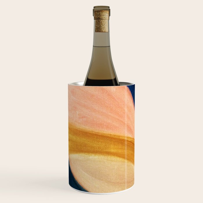 Slow As The Mississippi - Acrylic Abstract With Pink, Blue, And Brown Wine Chiller