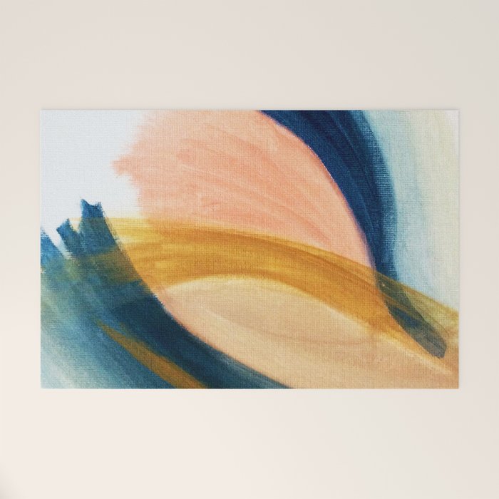 Slow As The Mississippi - Acrylic Abstract With Pink, Blue, And Brown Welcome Mat
