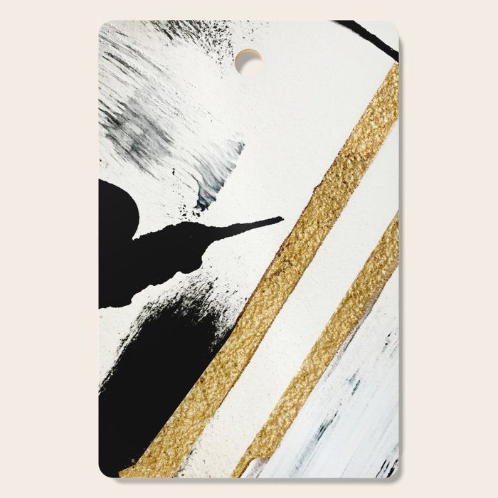 Armor [8]: A Minimal Abstract Piece In Black White And Gold By Alyssa Hamilton Art Cutting Board