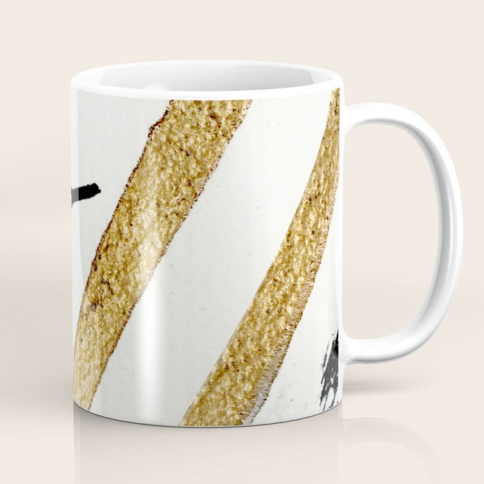 Armor [8]: A Minimal Abstract Piece In Black White And Gold By Alyssa Hamilton Art Coffee Mug