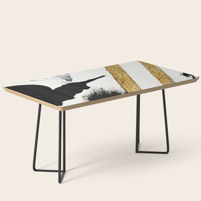Armor [8]: A Minimal Abstract Piece In Black White And Gold By Alyssa Hamilton Art Coffee Table