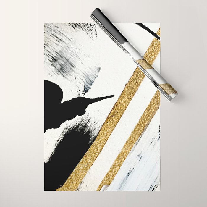 Armor [8]: A Minimal Abstract Piece In Black White And Gold By Alyssa Hamilton Art Wrapping Paper