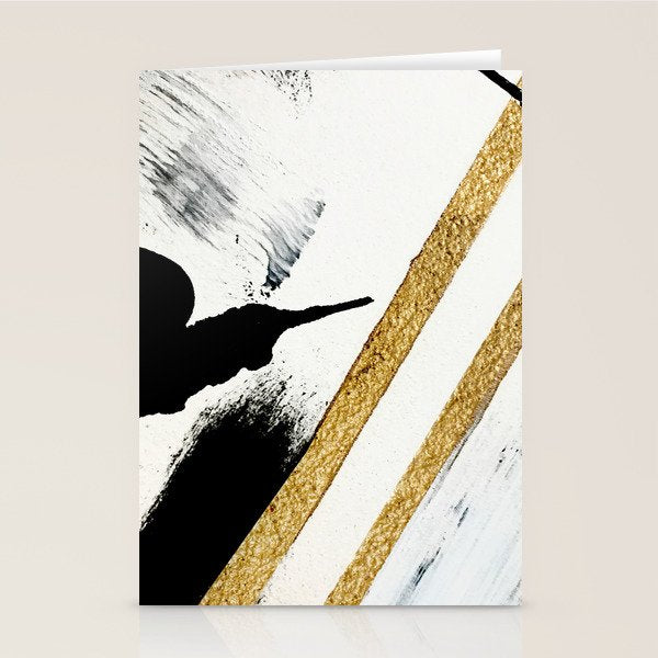 Armor [8]: A Minimal Abstract Piece In Black White And Gold By Alyssa Hamilton Art Stationery Card