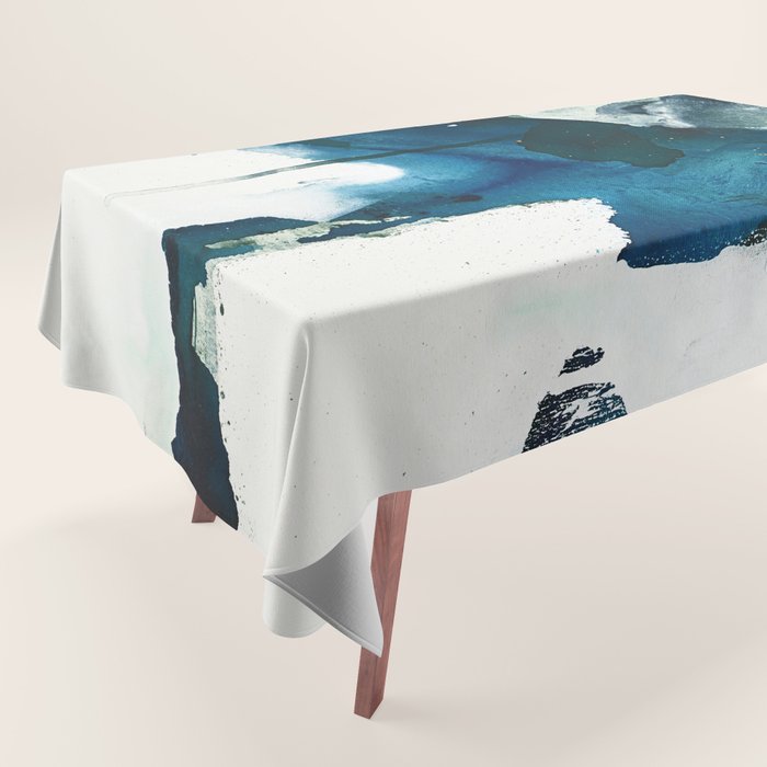Untamed: A Pretty, Minimal, Abstract Painting In Blue, White And Gold By Alyssa Hamilton Art  Tablecloth