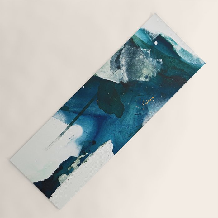 Untamed: A Pretty, Minimal, Abstract Painting In Blue, White And Gold By Alyssa Hamilton Art  Yoga Mat