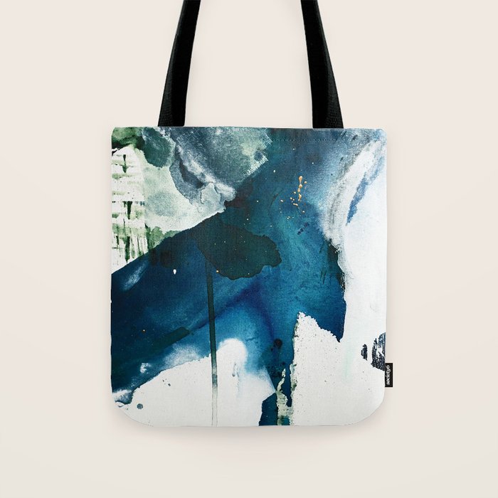 Untamed: A Pretty, Minimal, Abstract Painting In Blue, White And Gold By Alyssa Hamilton Art  Tote Bag