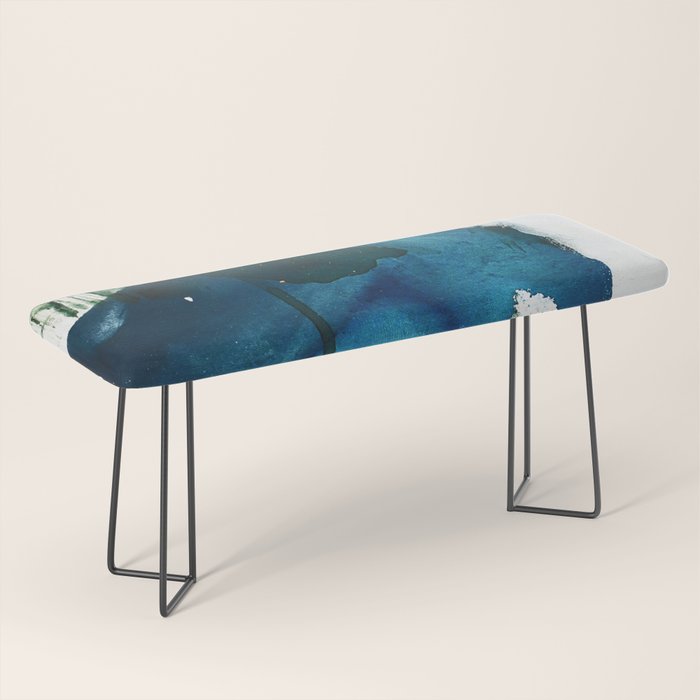 Untamed: A Pretty, Minimal, Abstract Painting In Blue, White And Gold By Alyssa Hamilton Art  Bench