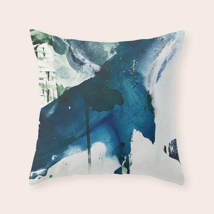 Untamed: A Pretty, Minimal, Abstract Painting In Blue, White And Gold By Alyssa Hamilton Art  Throw Pillow