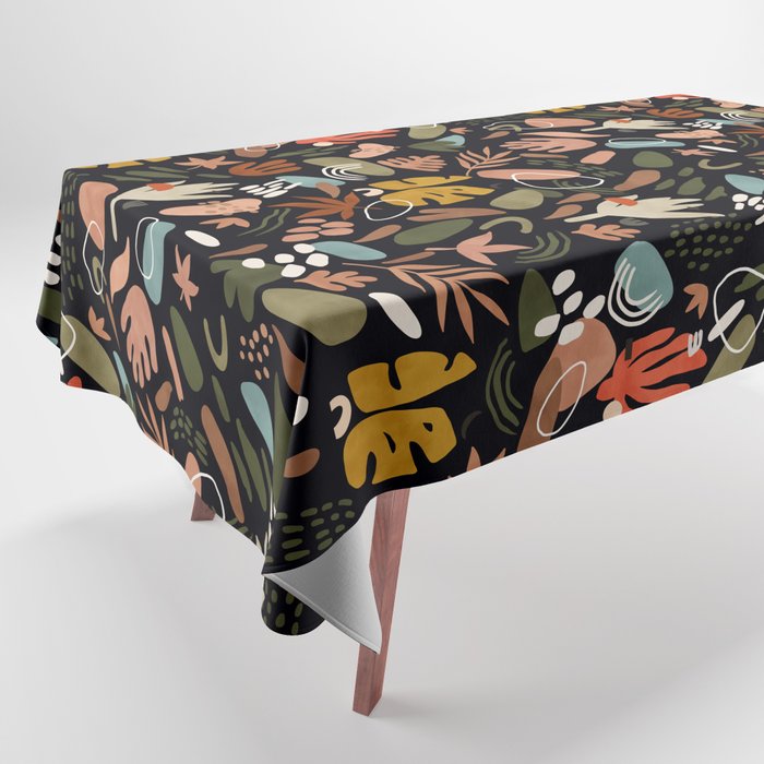 Abstract Shapes Of Dark Modern Nature Tablecloth