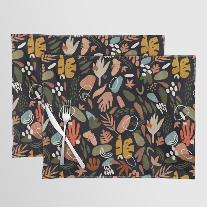 Abstract Shapes Of Dark Modern Nature Placemat
