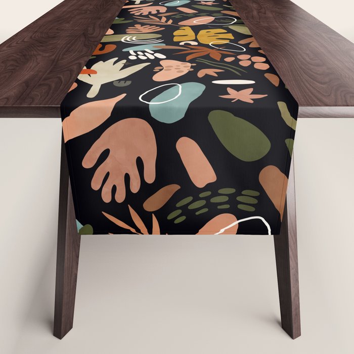 Abstract Shapes Of Dark Modern Nature Table Runner