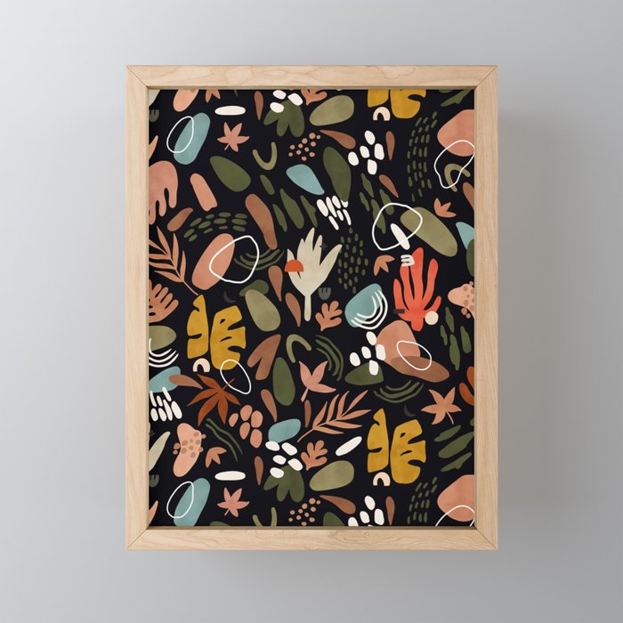 Abstract Shapes Of Dark Modern Nature Mini Art Print
