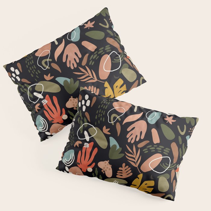 Abstract Shapes Of Dark Modern Nature Pillow Sham