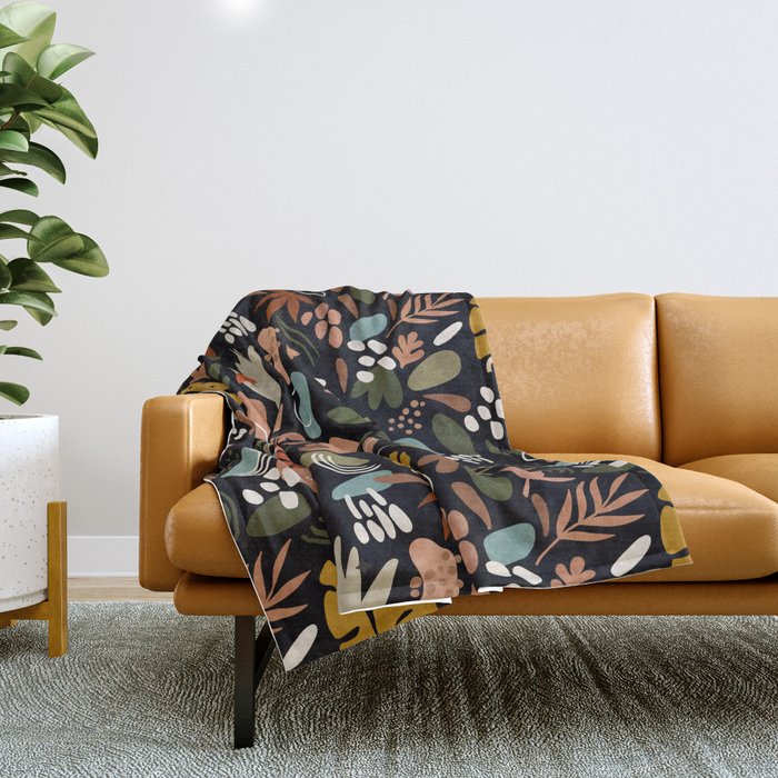 Abstract Shapes Of Dark Modern Nature Throw Blanket