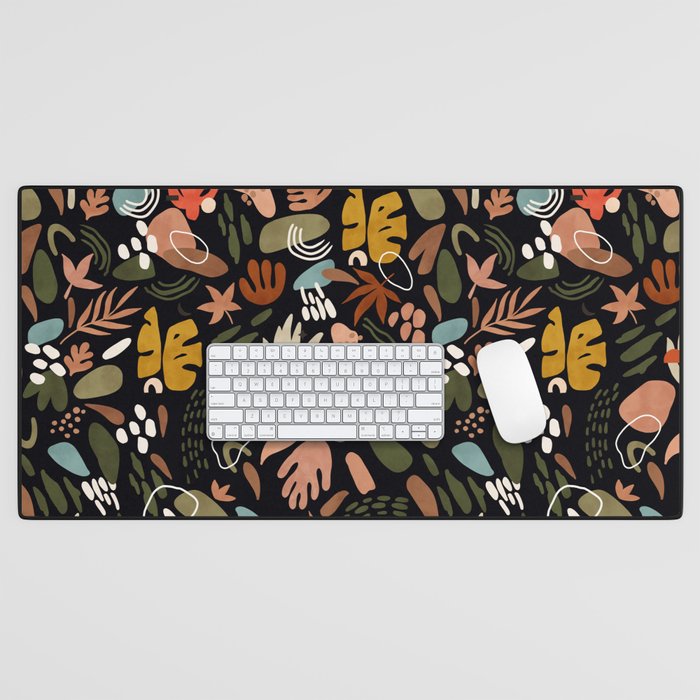 Abstract Shapes Of Dark Modern Nature Desk Mat
