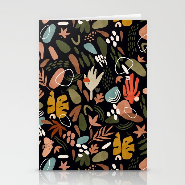 Abstract Shapes Of Dark Modern Nature Stationery Card