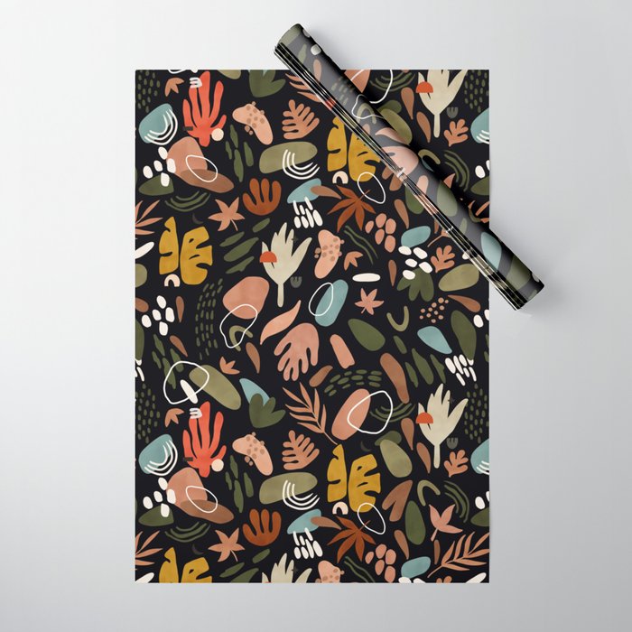 Abstract Shapes Of Dark Modern Nature Wrapping Paper