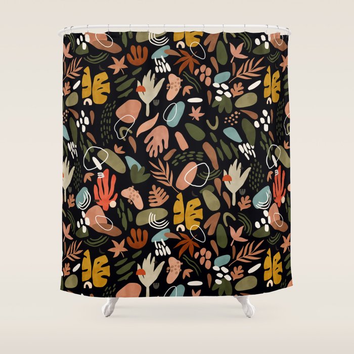 Abstract Shapes Of Dark Modern Nature Shower Curtain