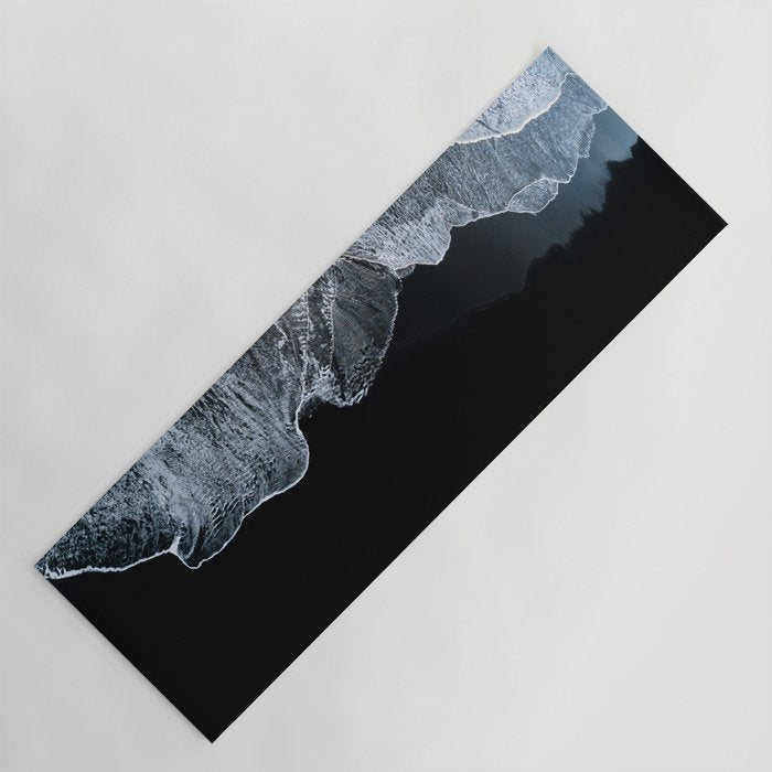 Waves On A Black Sand Beach In Iceland - Minimalist Landscape Photography Yoga Mat