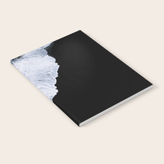 Waves Crashing On A Black Sand Beach - Minimal Landscape Photography Notebook