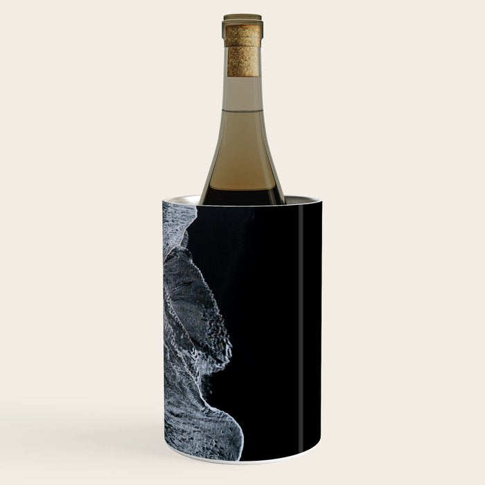 Waves On A Black Sand Beach In Iceland - Minimalist Landscape Photography Wine Chiller
