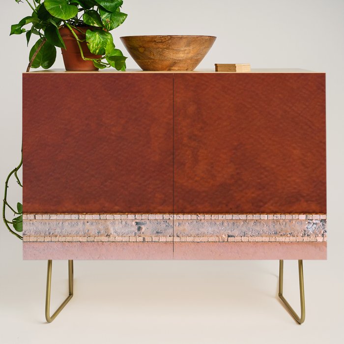 Pink And Red Salt Lake In Italy Credenza